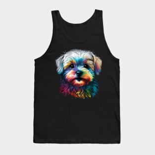 Colorful Maltese Pop Art Puppy Dog Face Tank Top